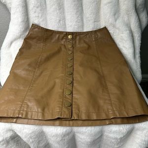 Free People Brown Leather Mini Skirt